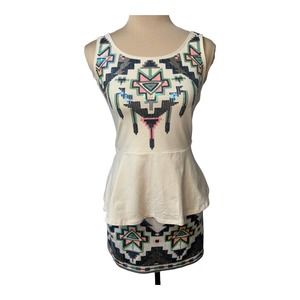 NWOT Express Sequined Southwestern Print Skirt and Top, Size S / XS